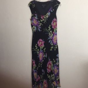 Connected Apparel High/Low Floral Beaded Dress